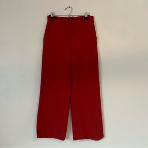 H&M High Rise Straight Leg Red Tailored Trousers